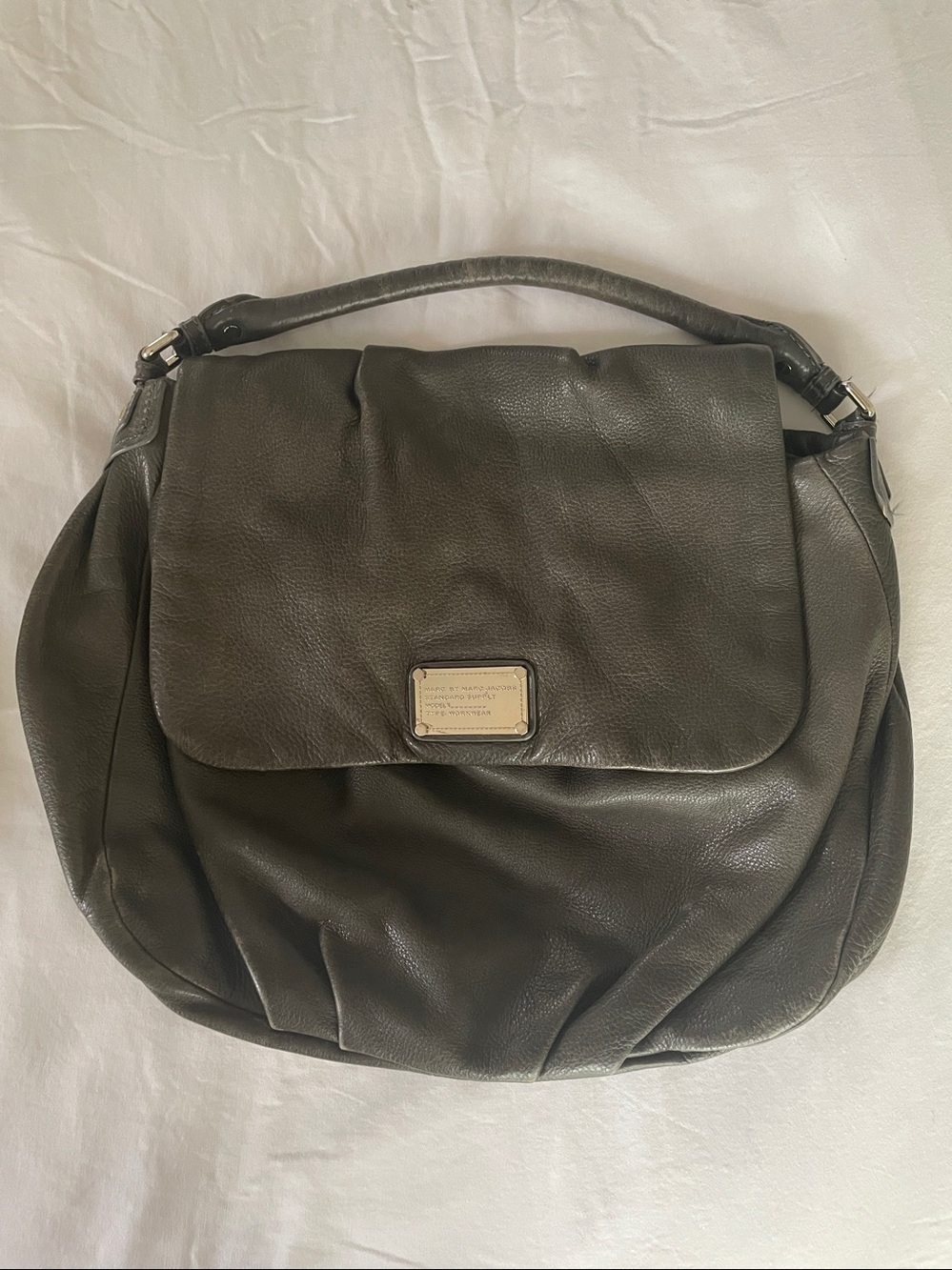 Marc by Marc Jacobs Genuine Leather Shoulder Bag Grey Soft Relaxed